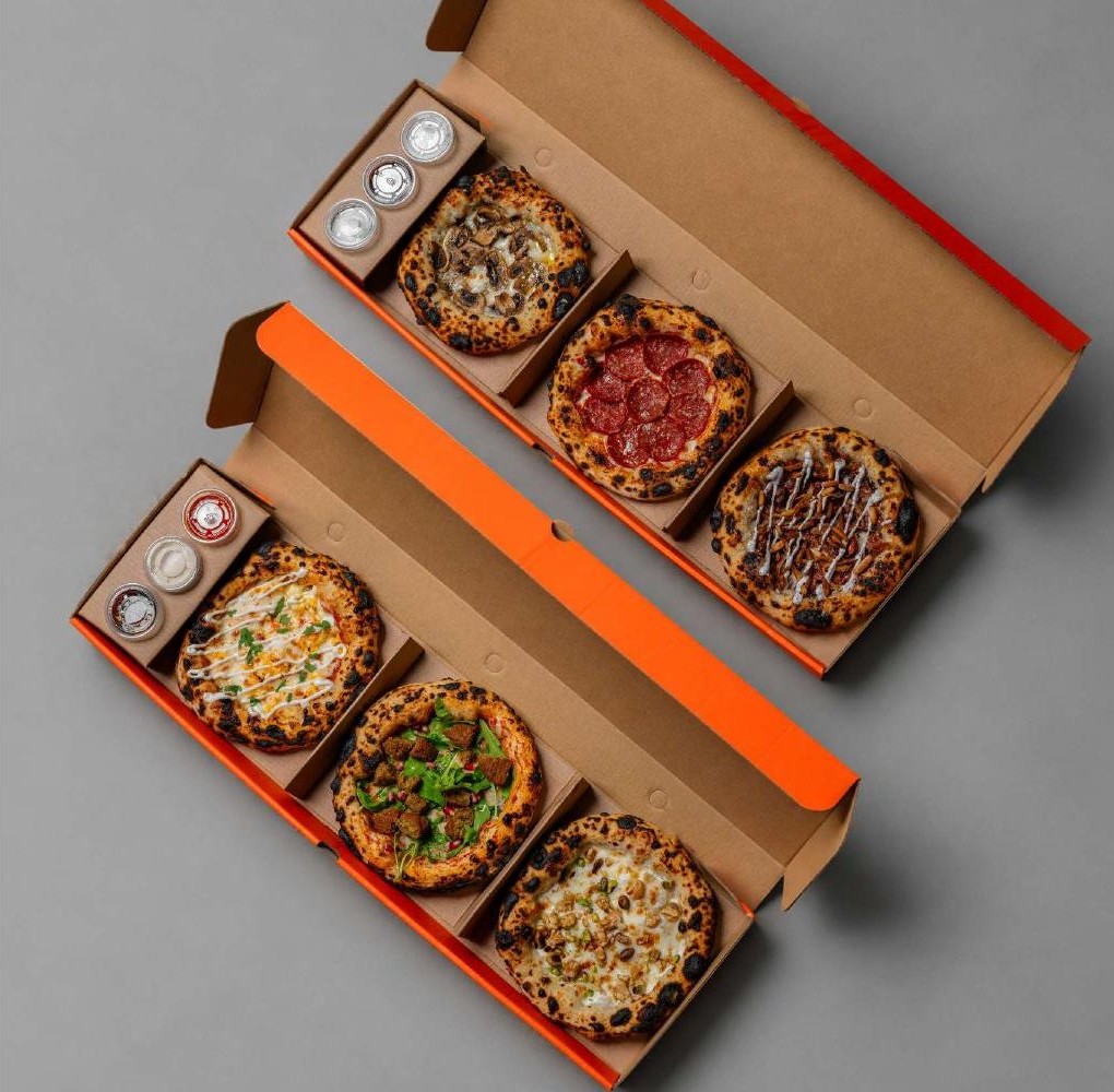 Two Trapizza boxes from above